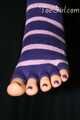 Purple Pedicure in Toe Socks