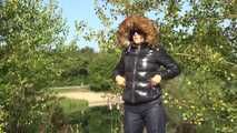 Watch Chloe taking a walk with her shiny nylon Downwear