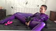 purple latex catsuit masturbation