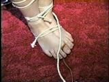 19 Yr OLD CRYSTAL IS HOG-TIED, BAREFOOT, TOE-TIED, CLEAVE GAGGED, PLASTIC CABLE ZIP TIED WRISTS & TALKS ABOUT HER STINKY SWEATY FEET (D59-1)