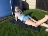 Watch Chloe enjoying the Sun in her Shiny Nylon Shorts