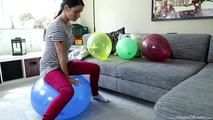 Angie is pumping up some balloons and pop them