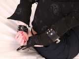 Gatitta: Hogtied in Leather Cuffs