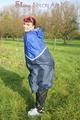 Jill wearing supersexy shiny nylon rainwear and a rain cape posing outdoor in the field (Pics)