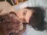 I'm in bed with Bruintje my teddy bear