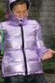 Watch Sandra taking a shower in her new purple shiny nylon down jacket 