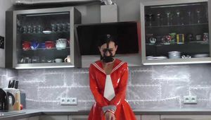 Miss Amira is bound and gagged in a schoolgirl costume