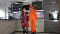 Miss Petra and Lady Nadja in AGU raingear (original AGU) and an exclusiv orange Adidas AGU raincoat