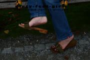 Linda in wooden clogs