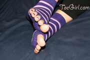 Purple Pedicure in Toe Socks