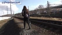 078114 Rachel Pees By The Railway Track 