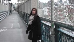 078081 Rachel Pees On The Bridge Over The Hudson River 