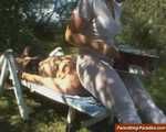 Jill Diamond, facesitting and relax in the garden 1