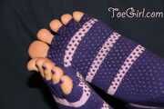 Purple Pedicure in Toe Socks