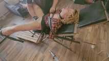 Blonde Teen restrained on medical chair - getting finger fucked and clit teased with vibrator until she shivers and screames in panic and pleasure 