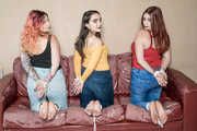 3 x Barefoot and Tied in Jeans on the Sofa Capri, Zara and Strawberry