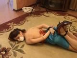 Ekaterina Is Smoking Hot Hogtied In Satin Skirt and Sexy Top!