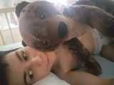 I'm in bed with Bruintje my teddy bear