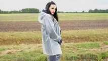 Our new model Miss Amira in Regatta nylon and tranparent rain suit