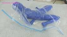 Xiaomeng in Blue Zentai Vacuum Packed and Swim Capped