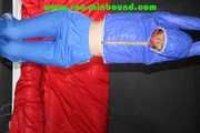 Sexy Sonja being tied and gagged overhead wearing a sexy shiny nylon rainwear combination (Pics)