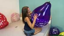 girlfriend popping your Q16 and Q24 *Happy Birthday* balloons