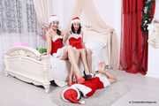 Lucky, Nelly, Xenia - Three bondage fetishist in the sluttiest Christmas outfits