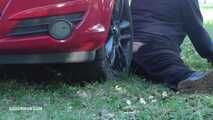 Mistress Cleo smokes and smashes balls with a car CBT version