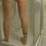 With nylons in the shower