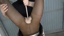 Doxy and toilet brush in the hole