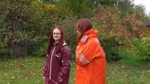 Miss Petra and Lady Nadja in AGU raingear (original AGU) and an exclusiv orange Adidas AGU raincoat