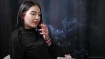 Interview with Lera while she is smoking cork 100mm cigarette