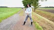 Miss Amira in Lepper nylon rain gear and transparent rain suit