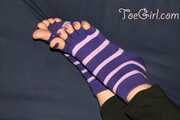 Purple Pedicure in Toe Socks