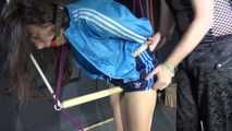 Story Part 2 of  2 Watching dark temptation during bondaging and dominating Aiyana wearing a supersexy shiny nylon shorts and a rain jacket (Video)