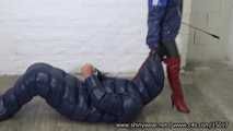 Miss Cedi - Hard Slave Treatment with a slave caught into a sleepingbag