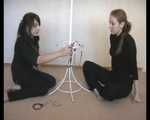Alexa and Satisfaction Girl - Two girls and one coat rack: self-bondage session with a twist (video)