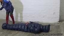 Miss Cedi - Hard Slave Treatment with a slave caught into a sleepingbag