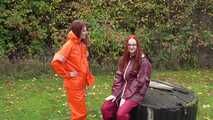 Miss Petra and Lady Nadja in AGU raingear (original AGU) and an exclusiv orange Adidas AGU raincoat