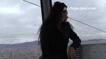 016214 Eve Pees In The Cable Car High Above Barcelona