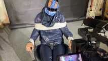 Aiyana in rainwear chairbound, gagged and hooded (and she loved it) Part2 