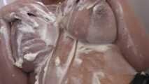 Busty Fabienne messing with whipped cream in the bathtub - Part 2 of 2