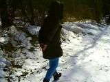 Walking cuffed in the snow
