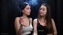 Lera and Ksenia are smoking together and making hot smoking kisses