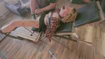 Blonde Teen restrained on medical chair - getting finger fucked and clit teased with vibrator until she shivers and screames in panic and pleasure 