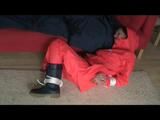 03:20 Min. video with Julia tied and gagged by Alina in heavy raingear