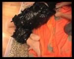 [From archive] Marvita and Chantelle are mummified in black cling film on the bed (video)