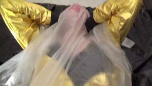 gold raincoat and fucking with pvc breathless